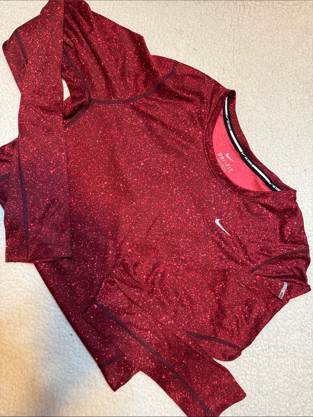 Nike Running Dri-FIT Heather Static Splatter Performance Top Red Women's Small